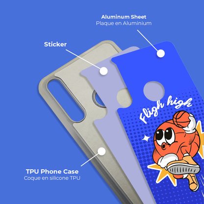 Coque sublimation 2D TPU pour Huawei Y9 Prime, Y9, Y7 Pro, Y7, Y6, Y5. La plaque arrière en aluminium dédiée à la sublimation permet la personnalisation de la coque.