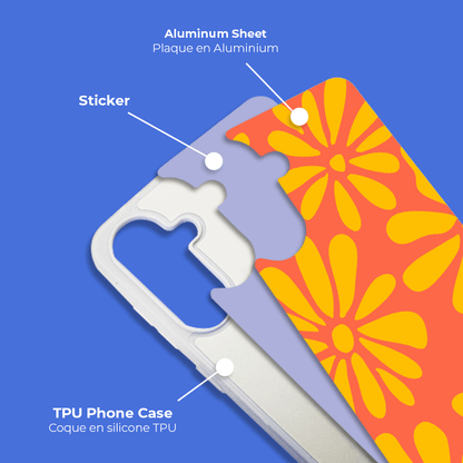 Coque sublimation 2D TPU pour Samsung Galaxy A91, A90 5G, A82, A81, A80, A73, A72, A71, A70, A60, A55, A54, A53, A52S, A51, A50, A42, A41, A40, A35, A34, A33, A32, A31, A30, A25, A24, A23, A22, A21, A20, A15, A14, A13, A12, A11, A10, A9, A8, A7, A6 A5, A3, A2 Core, A05, A04, A03, A02, A01. La plaque arrière en aluminium dédiée à la sublimation permet la personnalisation de la coque.