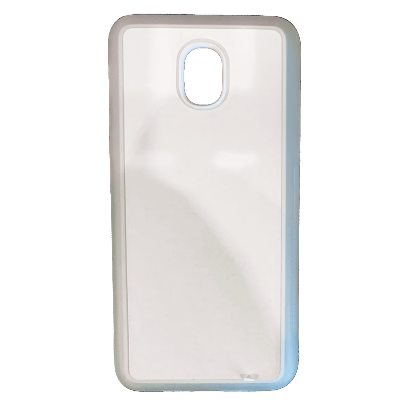 Coque sublimation 2D TPU pour Samsung Galaxy J8, J7, J6 Plus, J6, J5, J4 Prime, J4, J3, J2. La plaque arrière en aluminium dédiée à la sublimation permet la personnalisation de la coque.