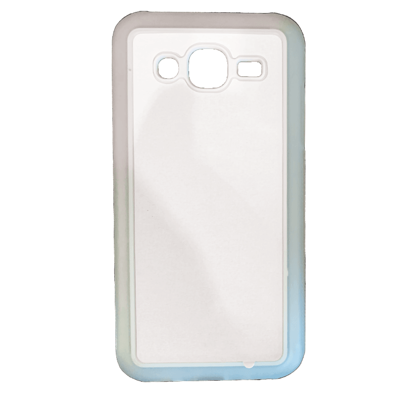Coque sublimation 2D TPU pour Samsung Galaxy J8, J7, J6 Plus, J6, J5, J4 Prime, J4, J3, J2. La plaque arrière en aluminium dédiée à la sublimation permet la personnalisation de la coque.