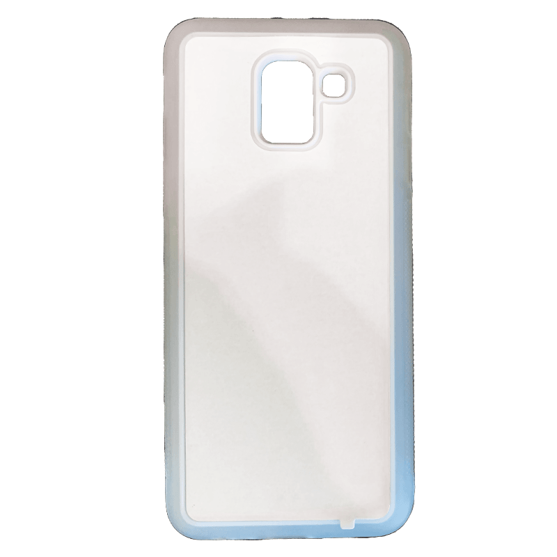 Coque sublimation 2D TPU pour Samsung Galaxy J8, J7, J6 Plus, J6, J5, J4 Prime, J4, J3, J2. La plaque arrière en aluminium dédiée à la sublimation permet la personnalisation de la coque.