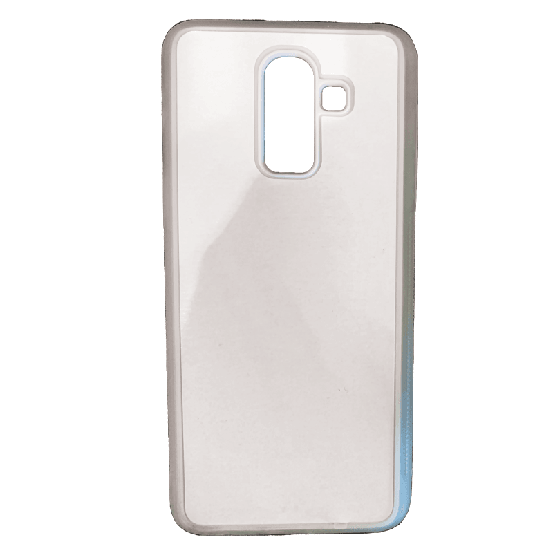 Coque sublimation 2D TPU pour Samsung Galaxy J8, J7, J6 Plus, J6, J5, J4 Prime, J4, J3, J2. La plaque arrière en aluminium dédiée à la sublimation permet la personnalisation de la coque.