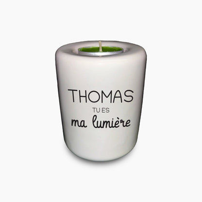 Weißer, sublimierbarer Kerzenhalter aus Keramik